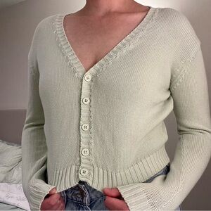 Brandy Melville Light Green Button-Up Cardigan